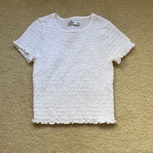 white ruched crop top